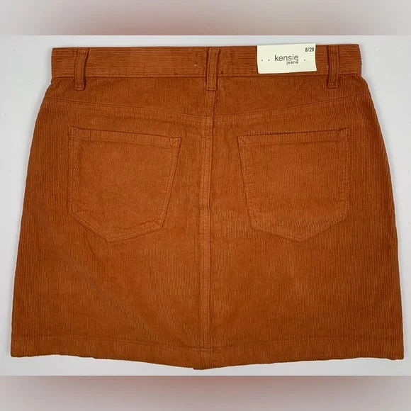 Kensie Corduroy Button Front Mini Skirt Ginger Biscuit NWT 8 - Picture 6 of 13